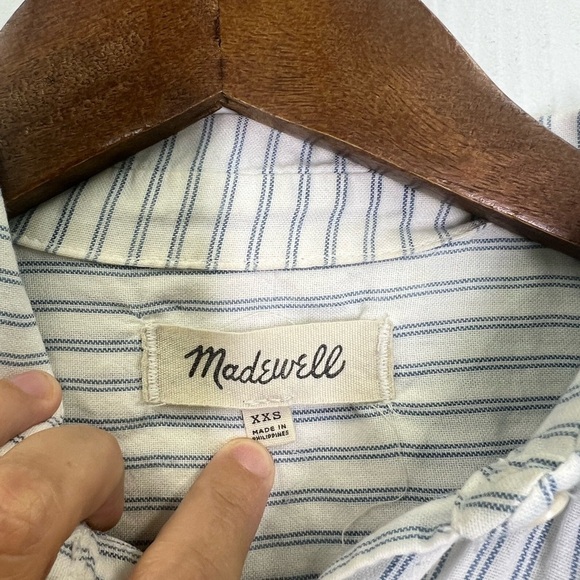 Madewell - Central Blue And White Erin Stripe Oversized Button Down Blouse XXS - Picture 13 of 15